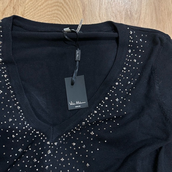 Vida Milano Black Rhinestone Sweater - Picture 2 of 5